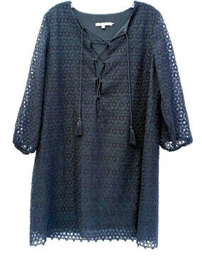 Women’s Little White Lies Blace Star Pattern Lace Up Dress, Large